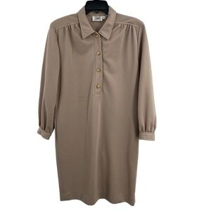 Studio Collection Vintage Tan Knit Shirt Dress Size 12P